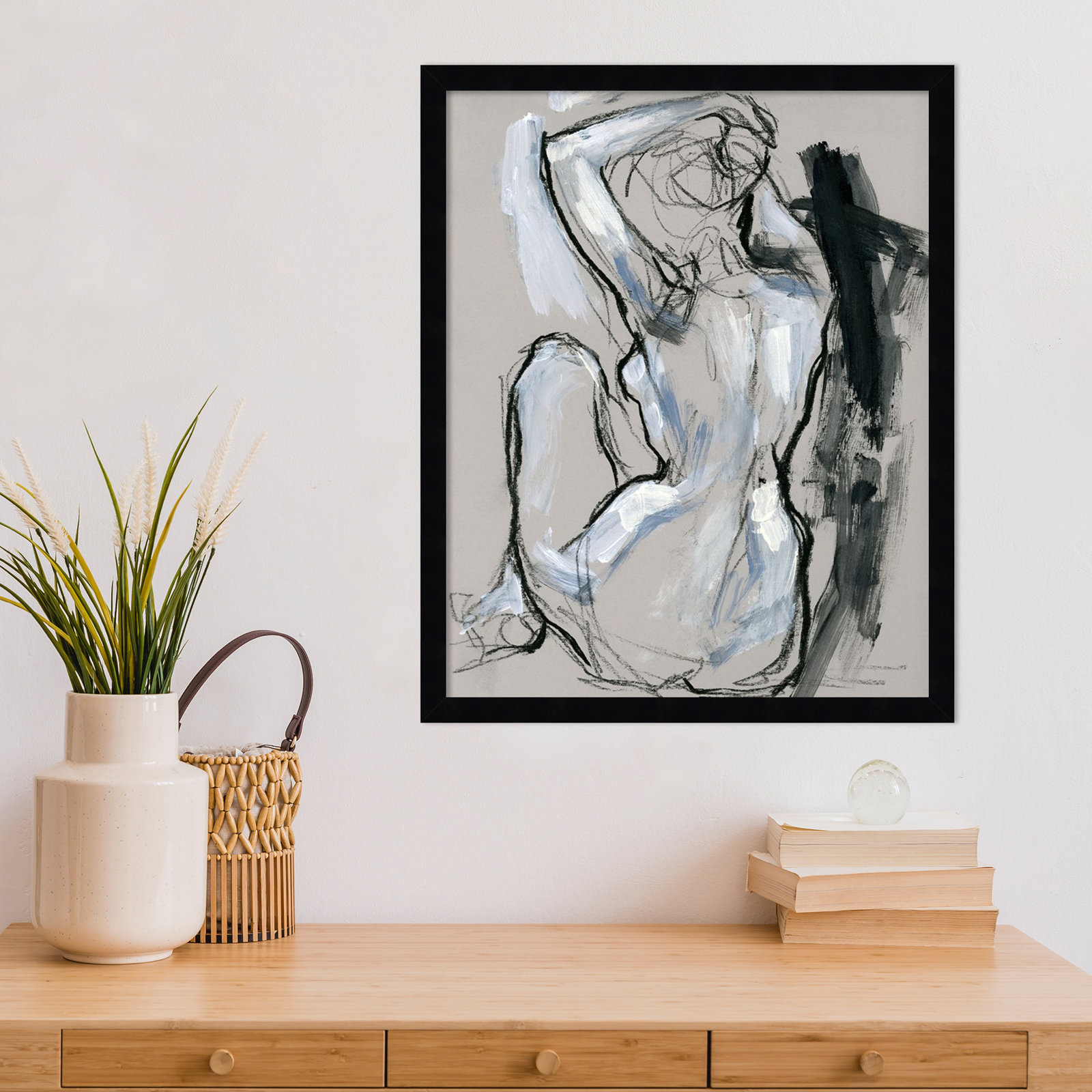 Onyx Gestures I Print, Black, 21" H x 17" W