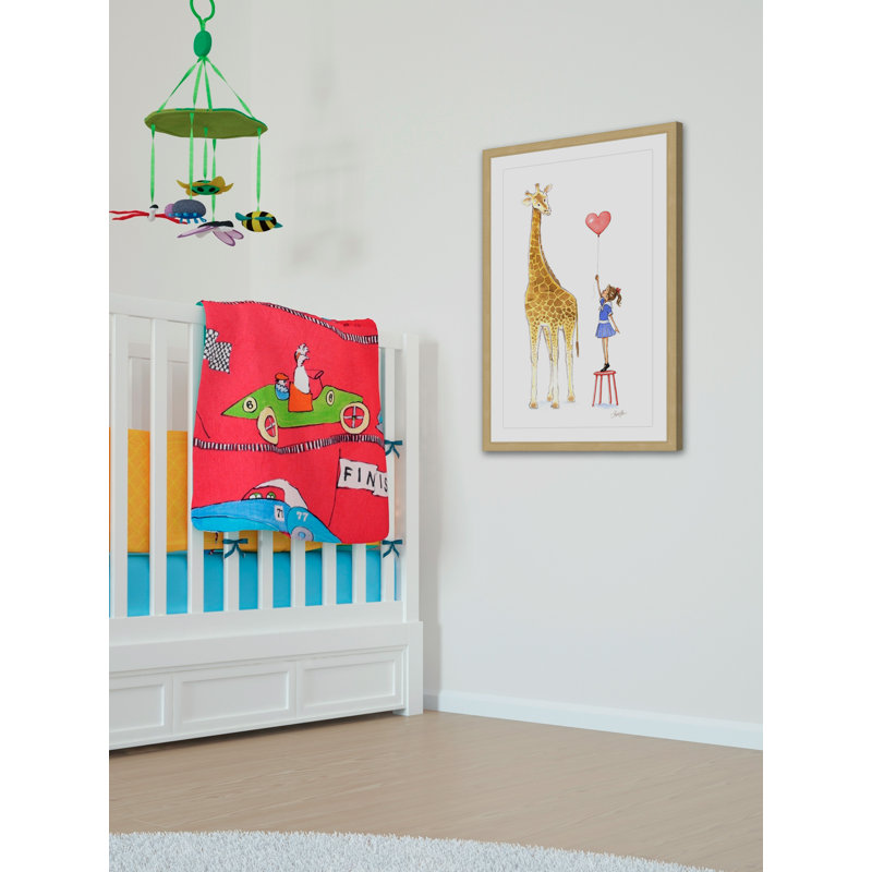 «Giraffe And Girl» par Phyllis Harris, reproduction encadrée, H 18 po x l 12 po x P 1,5 po