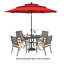 Ensemble de salle à manger de patio en acier 5 pièces avec parasol Alyah, chaises empilables en métal, table ronde de 42 po-81122693