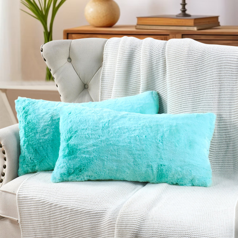 Housse de coussin carrée, Turquoise blanchi
