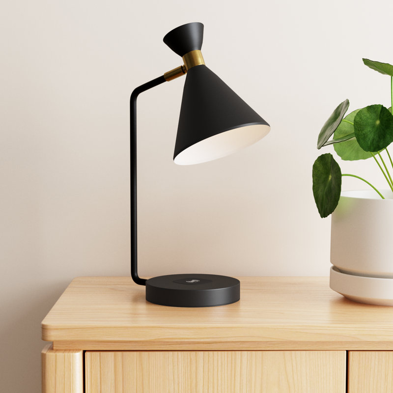 Hammond Metal USB Desk Lamp, Black/Antique Brass