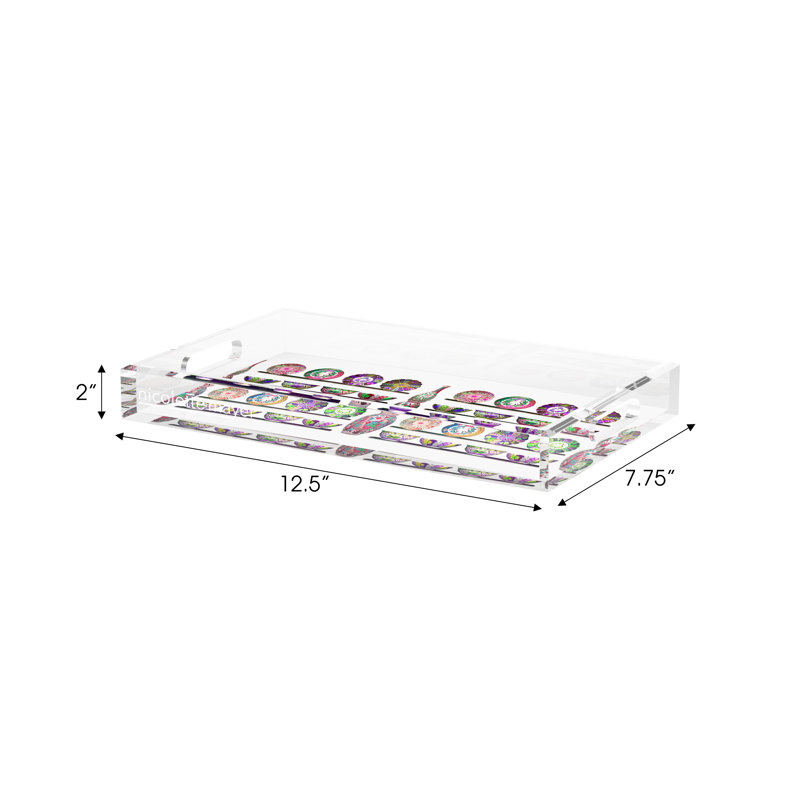 Ceramic Menagerie Acrylic Rectangle Decorative Tray, 12.5"W x 7.75"D x 2"H