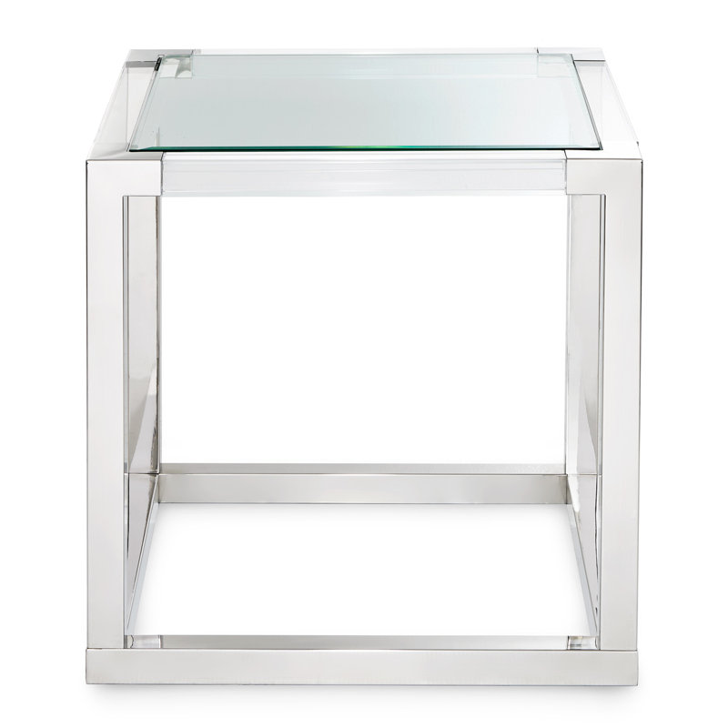 State Glass Top End Table