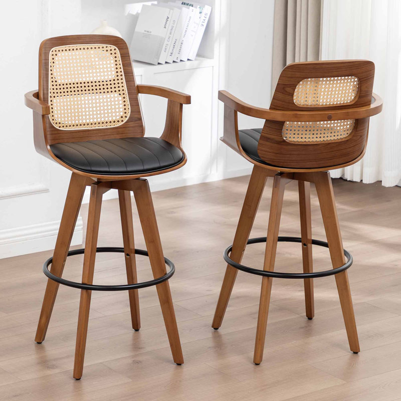 Tabouret de comptoir pivotant Clero, Tabouret de comptoir (siège d'une hauteur de 26 p, Noir
