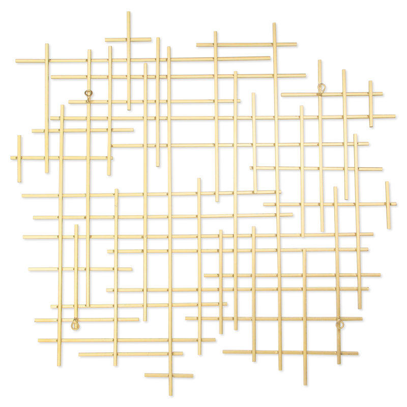Handmade Modern Abstract Wall Decor on Metal, 30.5" H x 30.75" W x 1.25" D, Gold