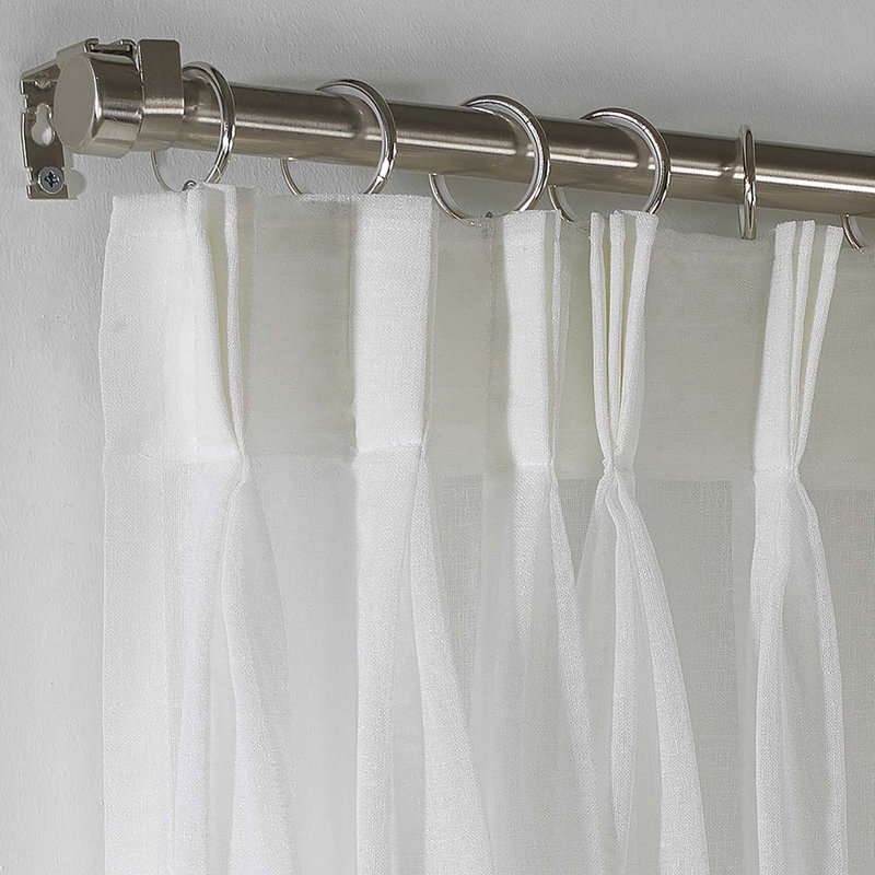 Triple Pinch Pleated Extra Long and Extra Wide Faux Linen Sheer Single Panel, Cream, 52" W x 45" L