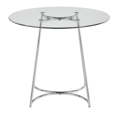 Cece Dinette Table In Chrome With Clear Glass Top