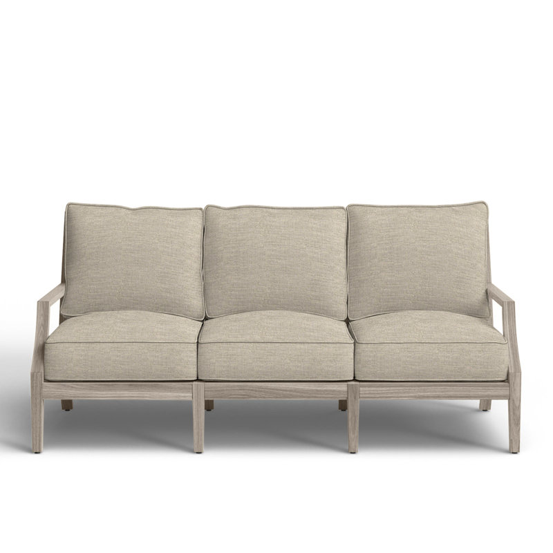 Haley Teak Sofa - Oyster, Oyster Teak, Dove Sunbrella® Linen, Welt + Standard fill