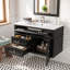 Meuble-lavabo mural en bois aggloméré 36 po à fermeture en douceur intégré avec tiroirs et lavabo simple en céramique à 3 trous 36 po-646743990
