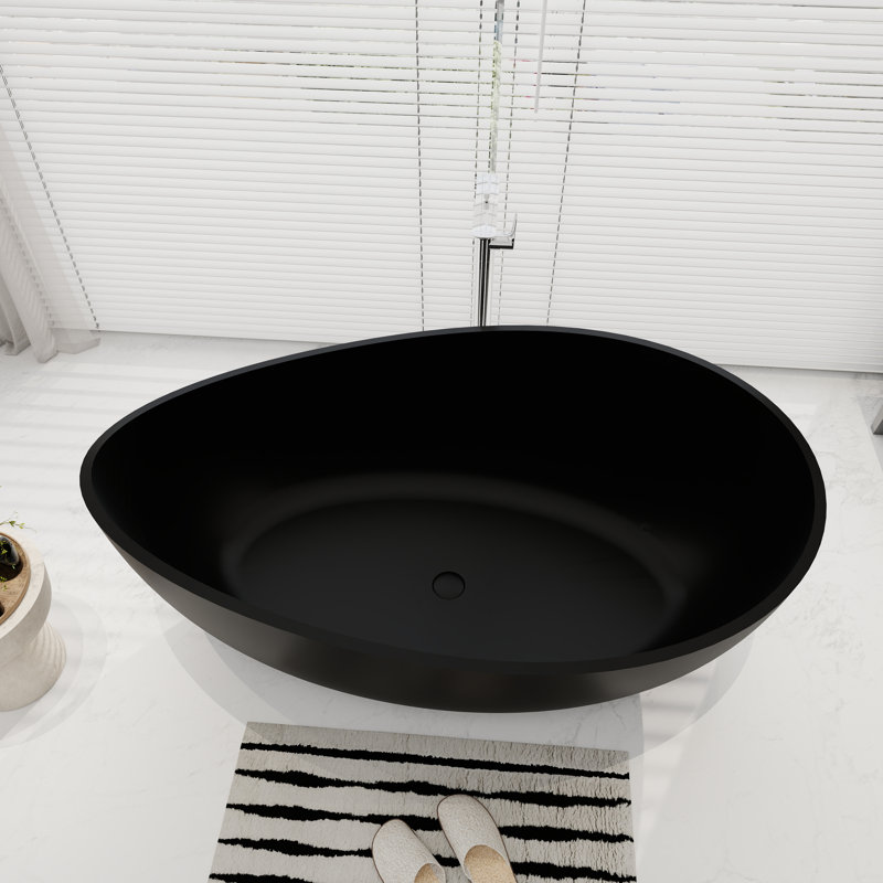 SJ STAR&JANE 5-63-B 63'' x 38'' Freestanding Soaking Solid Surface Bathtub
