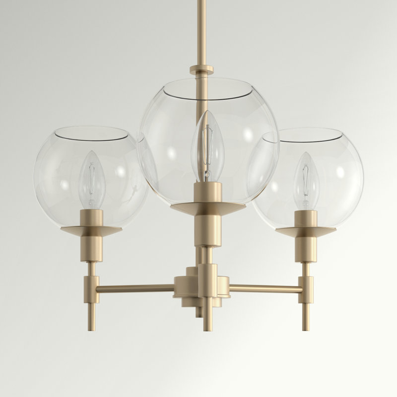 Xidane With Clear Glass 3 Light Chandelier Ceiling Light Fixture, Alturas Gold