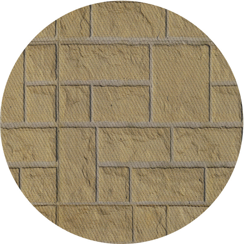 Tapis crème/gris à motifs, Rond 8 pi
