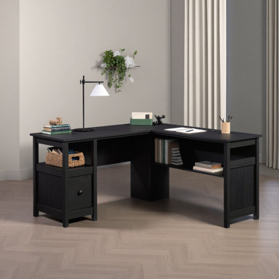 Traditional L-Shaped Desk With File Drawer