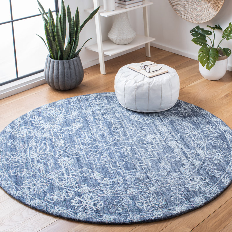 Lagro Hand Tufted Performance Oriental Rug, Round 6'