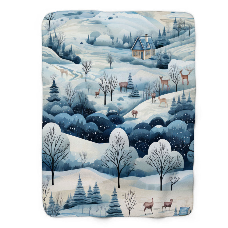 Snowy Landscape - 1 pièce Sherpa Premium, L 50 po x L 60 po
