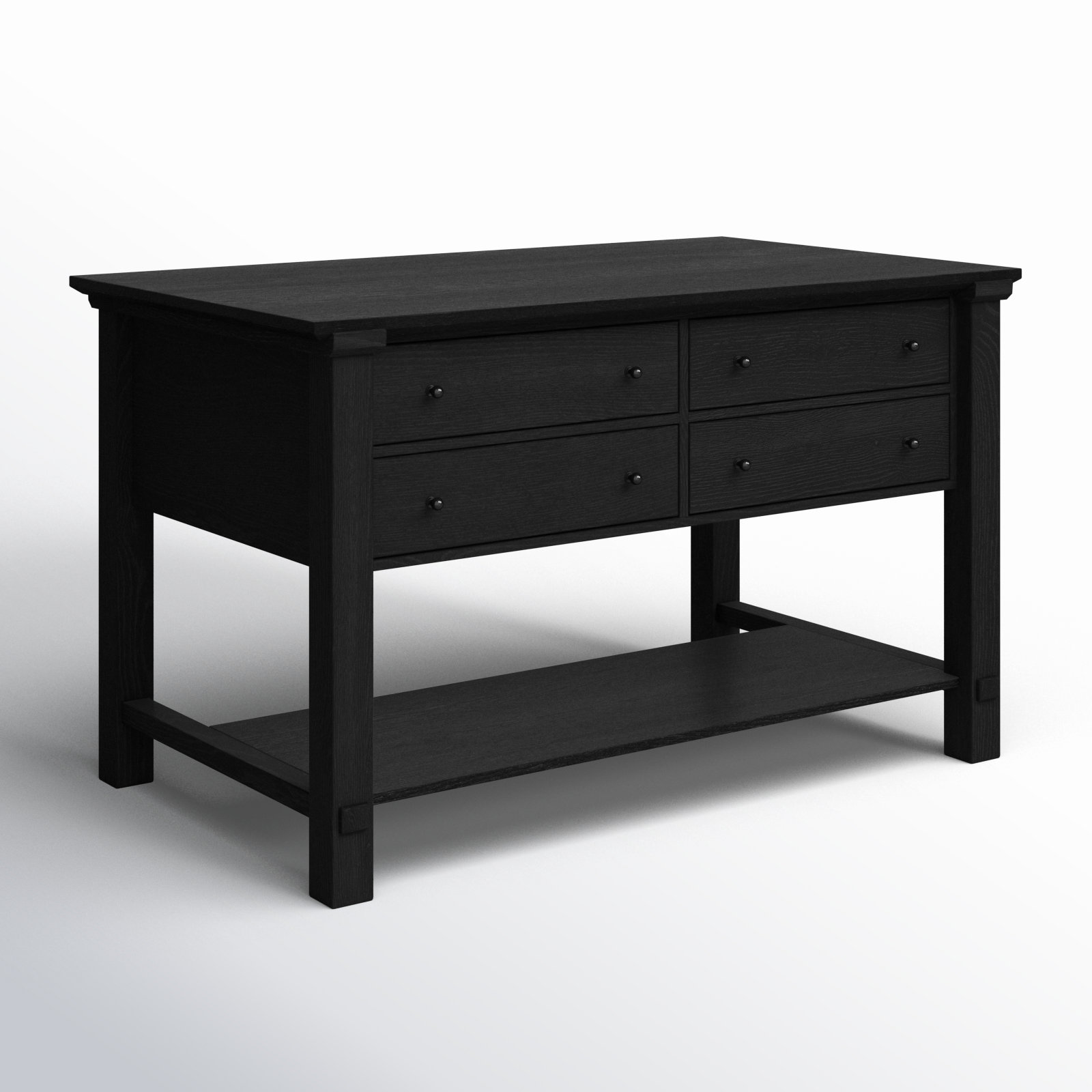 Cascade Solid Wood Kitchen Island, Black