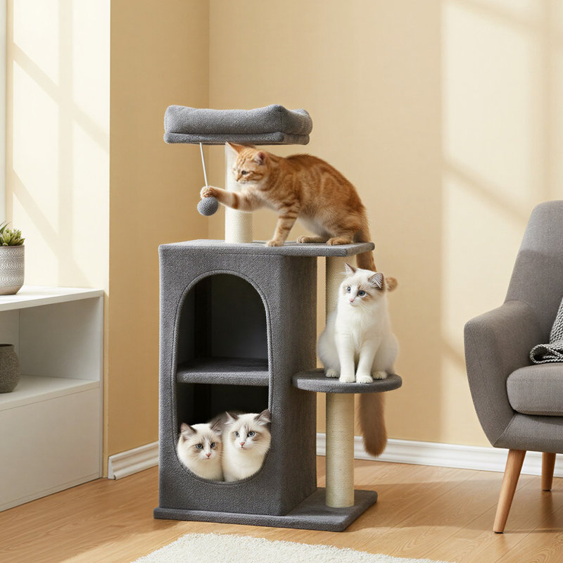 101cm H Cat Tree, Dark Grey