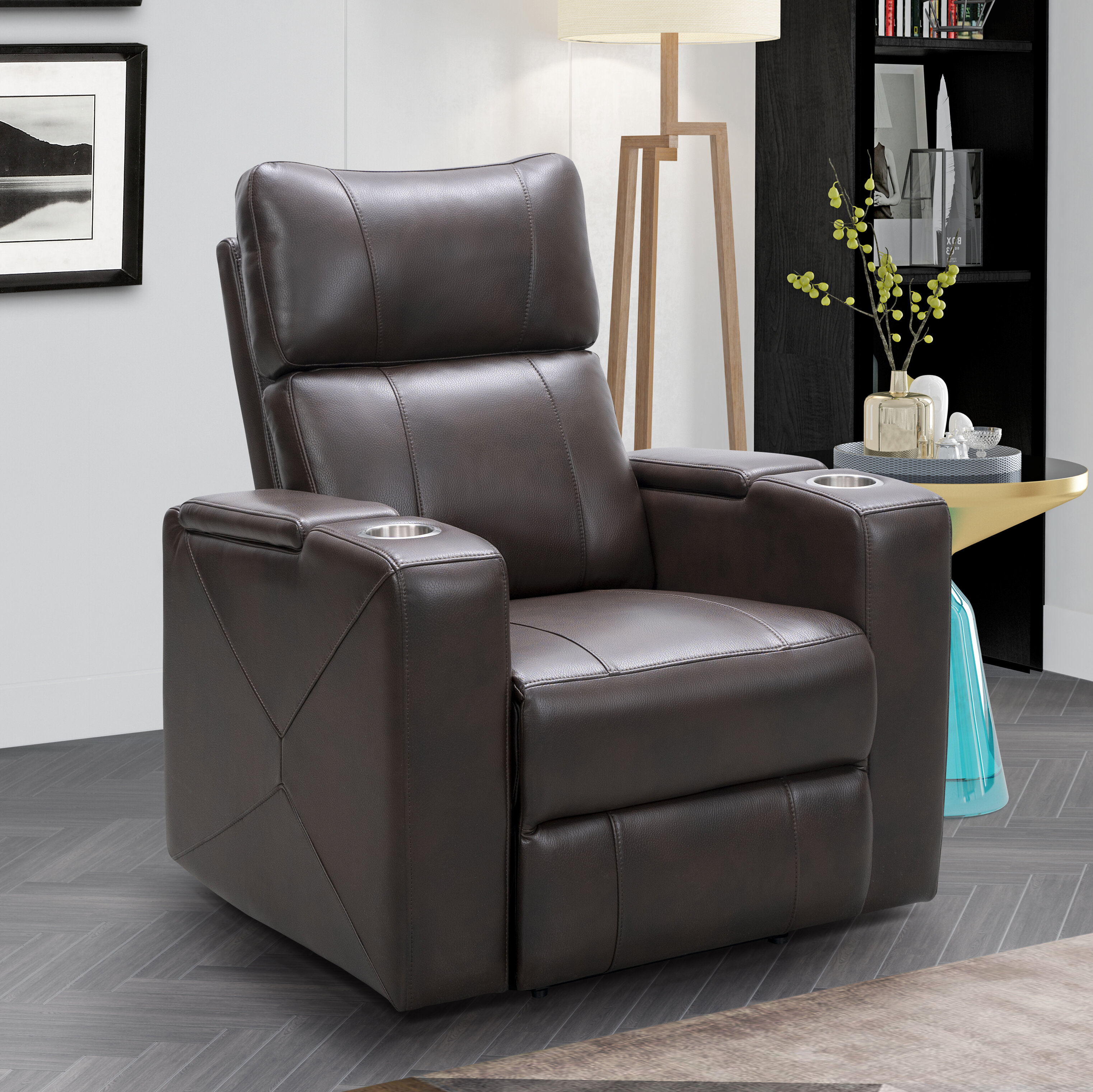 Pulaski leather home theater deals power recliner