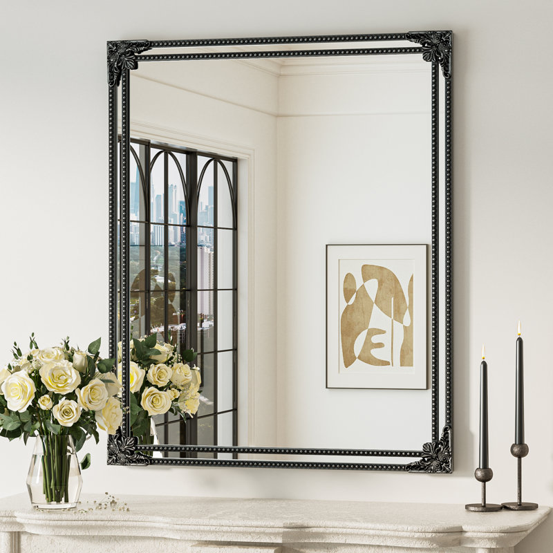 Miroir décoratif mural Berrilee, 36 po x 30 po, Noir antique