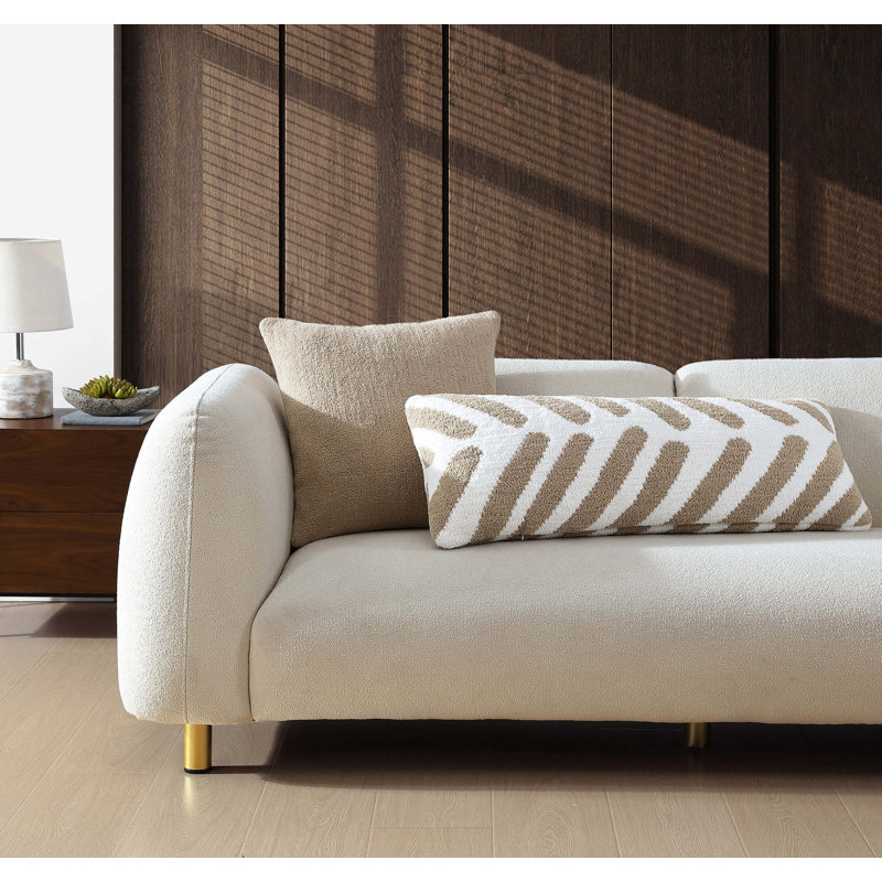 Tulum Lumbar Pillow Cover & Insert, Biscotti/Off White Geometric