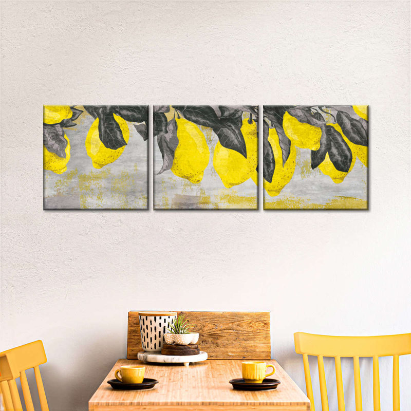 " Ripe Lemons " 3 - Pieces, 30" H x 92" W x 1.25" D