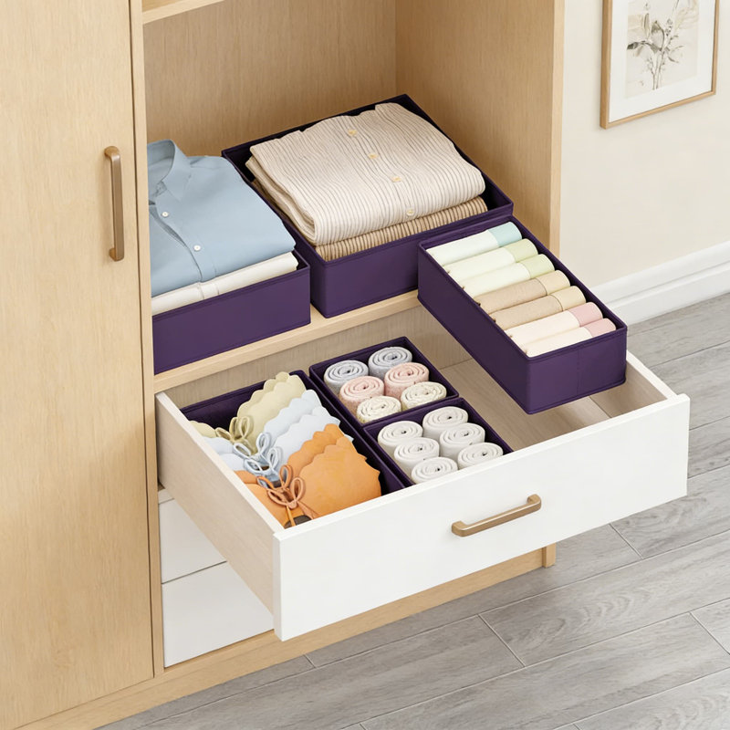 Ensemble de rangement de tiroir, paquet de 18 bacs de rangement pliables en tissu pour vêtements, chaussettes, sous-vêtements et petits articles - Solution d'organisation de commode et de garde-robe polyvalente
