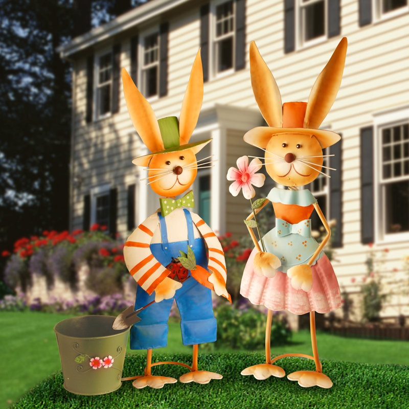 Décoration de lapin femelle en métal 27 po