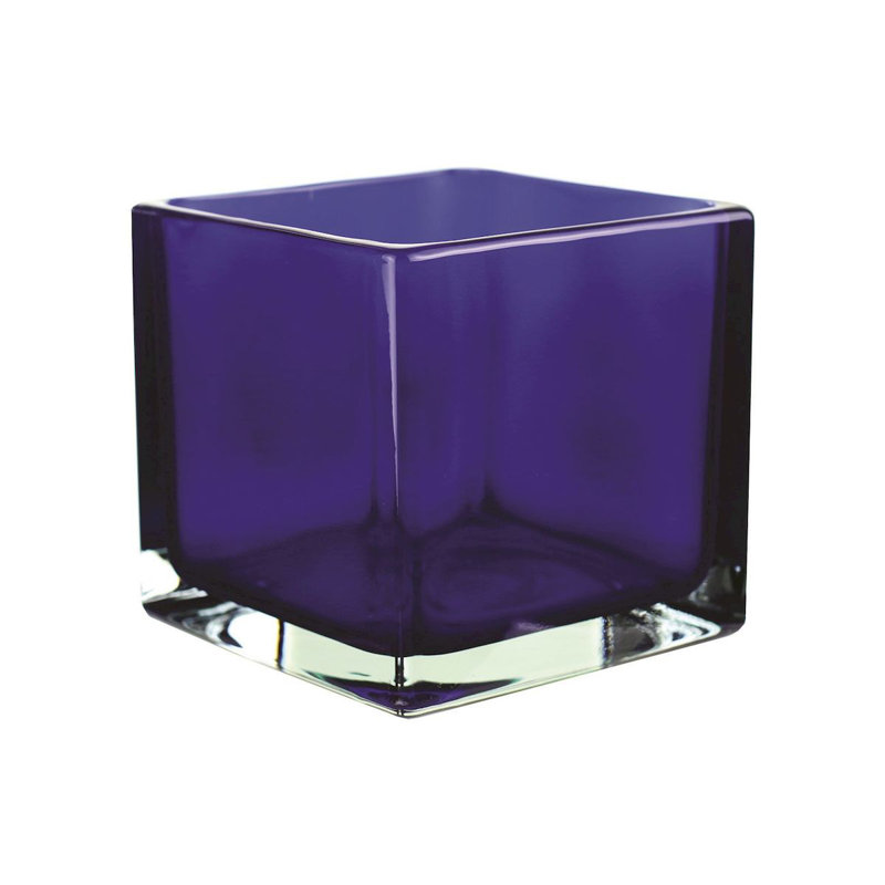 Vase carré doré, H 4 po x l 4 po x P 4 po, Bleu de cobalt