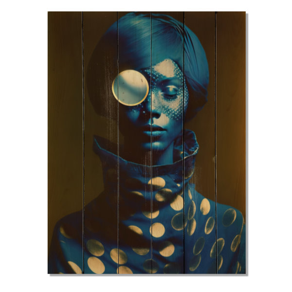 Everly Quinn Avant Garde Model In Gold And Retro Blue VI On Wood Print ...