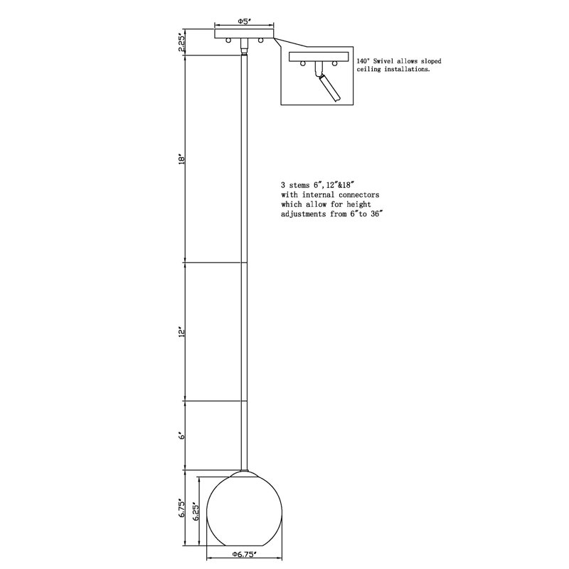 Luminaire sphère suspendu 1 lumières simple Kettner