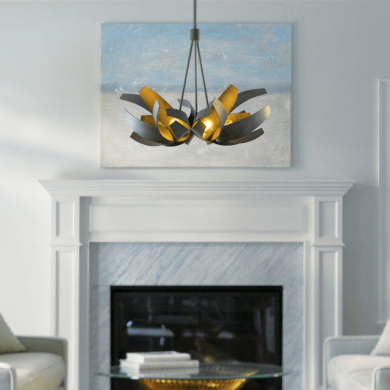 Corona 6 - Light Unique/Statement Geometric Chandelier, Dark Smoke, 29.2" H x 35.1" W x 35.1" D