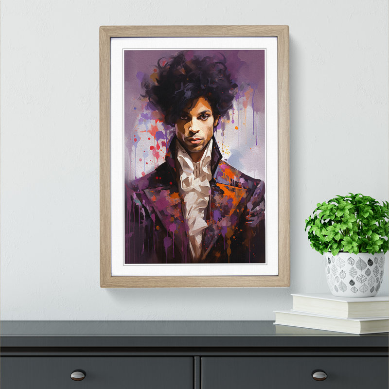 Prince Impressionism - Single Picture Frame Print on Wood, Oak, 34cm H x 25cm W x 2cm D