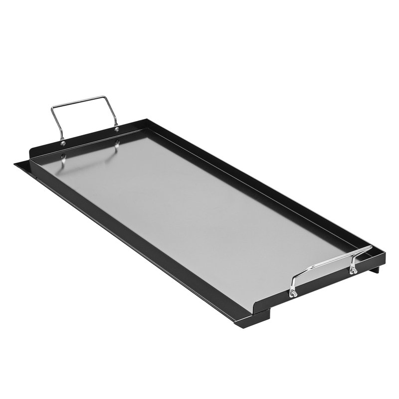 32 x 14 po en acier au carbone avec plaque chauffante universelle pour barbecue, revêtu de 500 po, avec bac à graisse et parois latérales