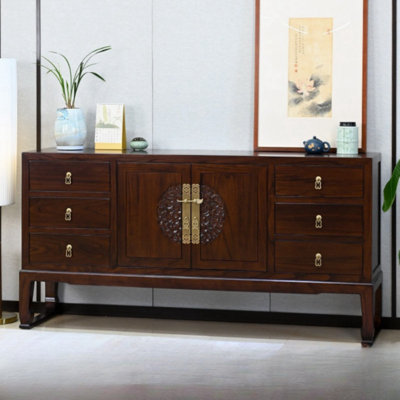 Retro Simple Style Porch Cabinet 67.7'' Solid Wood Sideboard