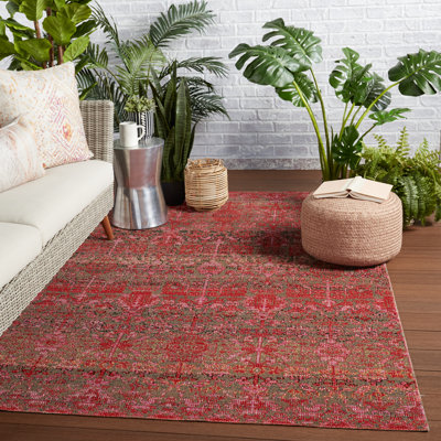 Jaipur Living Bodega Indoor/ Outdoor Trellis Red/ Taupe Area Rug (5'3"X7'6")