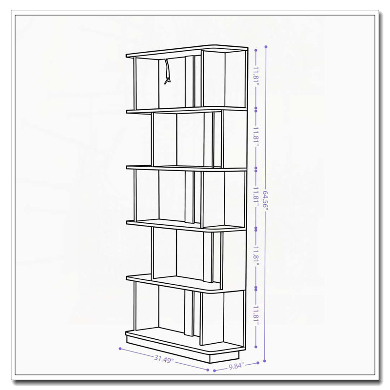 Bibliothèque de rangement ouverte à 5 niveaux L 31,5 "x H 64,56", Blanc