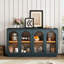 Buffet de rangement - Bleu marine. 4 portes avec portes en verre. Tablettes réglables pour le salon. . Living. Conception élégante. Trou de câble-2022217451
