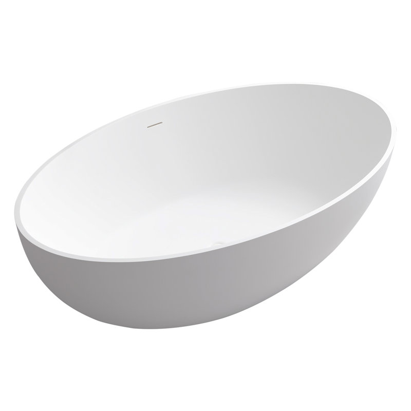 Cacciar 67" Matte White Freestanding Oval Soaking Bathtub