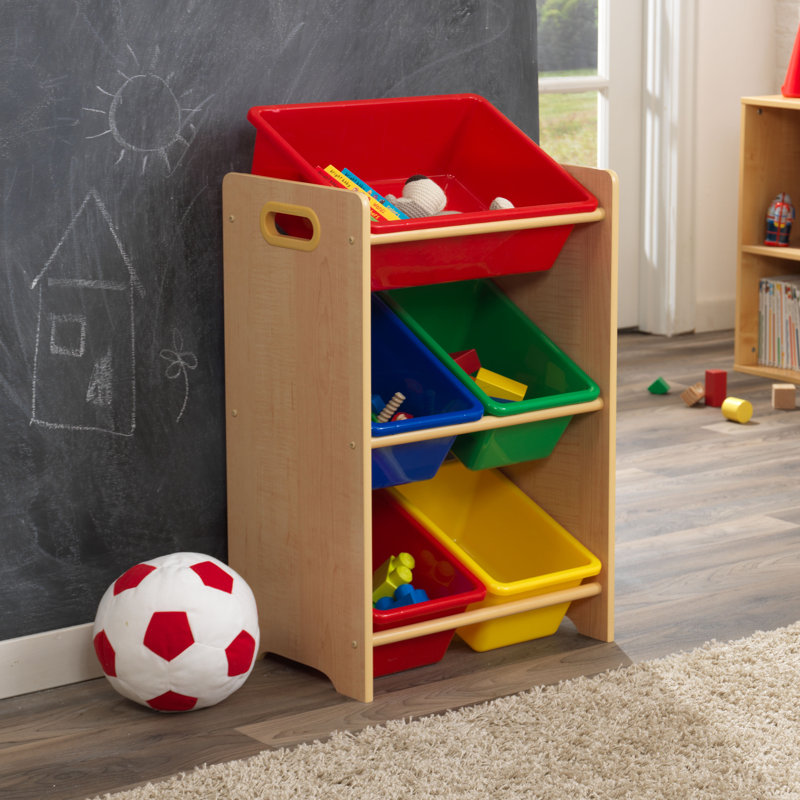 Toy Organiser with Bins, Oak