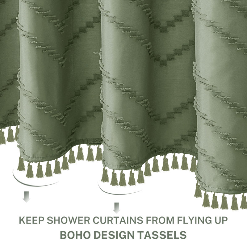 Akhsa Fabric Shower Curtain, Sage Green