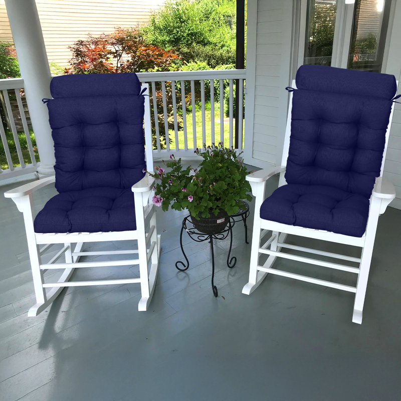 Outdoor High Back Chair Cushion Set, Dark Blue