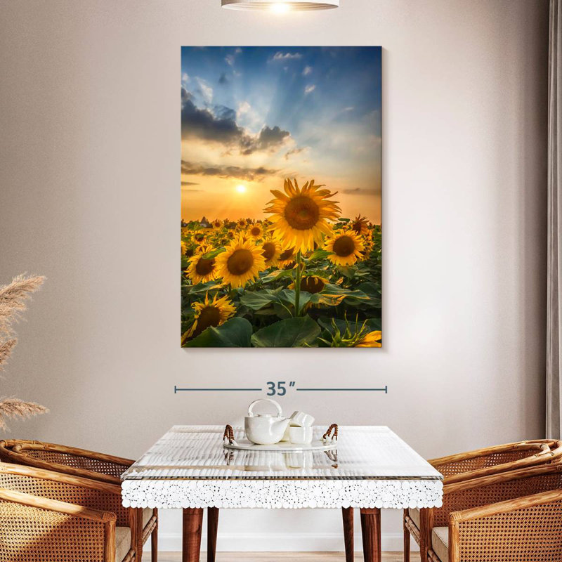 Harnek Sunset With Beautiful Sunflowers, 51" H x 34" W