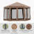 13' X 11' Hexagonal Pop Up Gazebo, Heavy - Duty Outdoor Canopy Tent With 6 Mesh Sidewall Netting, 3 - Level Adjustable Height And Strong Steel Frame, Brown