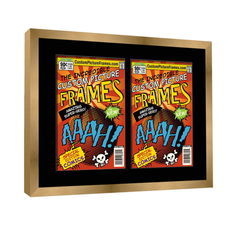 Wood Picture Frame with Mat, 6.875" x 10.5", Gold/Black