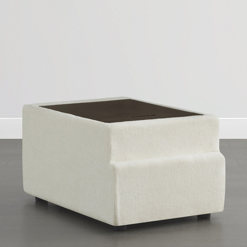 Elysion 33.8"W Overstuffed Feather-Blend Storage Ottoman, Cream