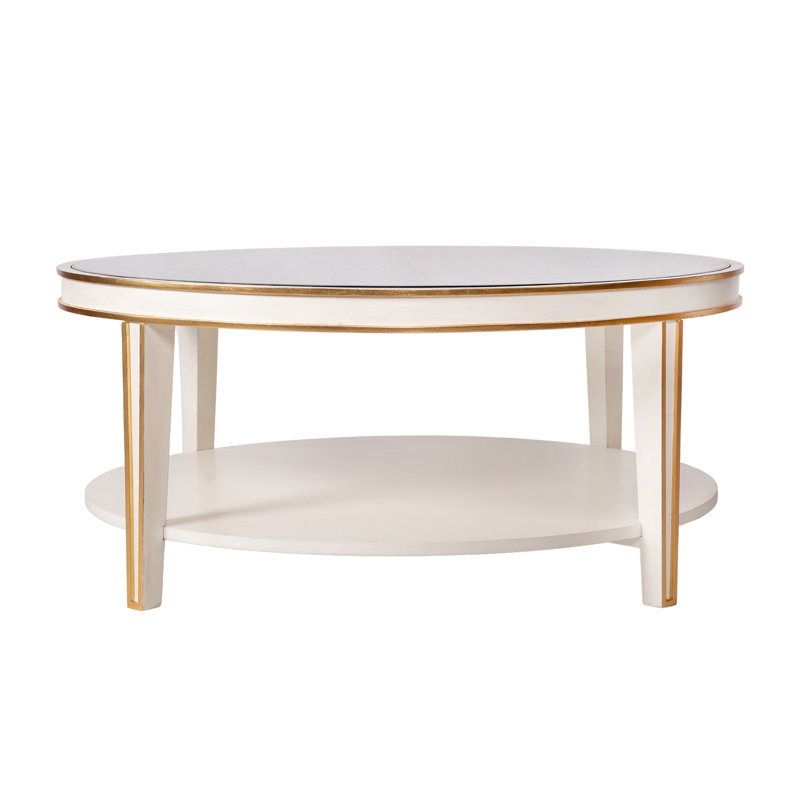 Lilly 4 Legs Round Coffee Table, Antique White