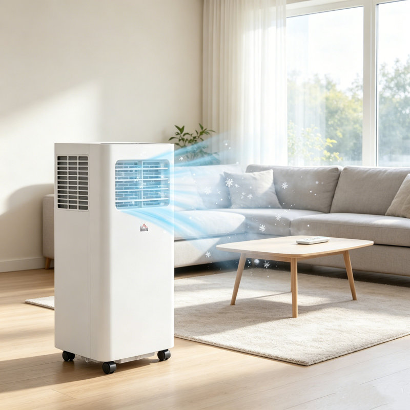Climatiseur portatif 8 000 BTU pour pièces jusqu'à 345 pieds carrés Unité de climatisation 3 en 1 avec déshumidificateur Ventilateur en mode veille Télécommande 24H Minuterie marche / arrêt Kit d'installation blanc