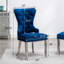 Chaise contemporaine en velours capitonné avec garniture cloutée, ensemble de 2, noir-130557901-130557904