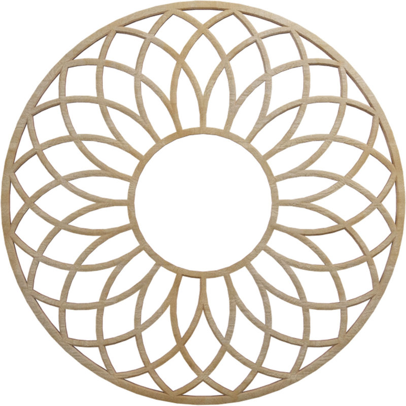 Médaillon de plafond 18 pi x 18 po x 6 1/8 po x P 3/8 po Cannes, Noyer blanc, H 18 po x l 18 po x P 0,25 po