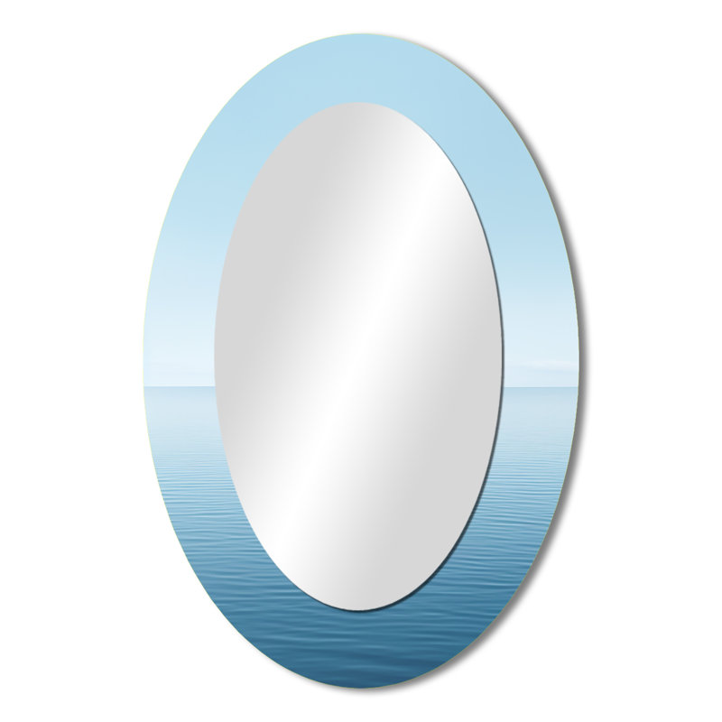 Oceans Infinity Dreamscape III - Blue Oval Wall Mirror Decor, 36" x 24"